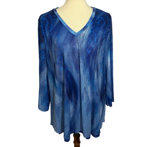 Tops - Vibrant Blue Blouse with Long Sleeves